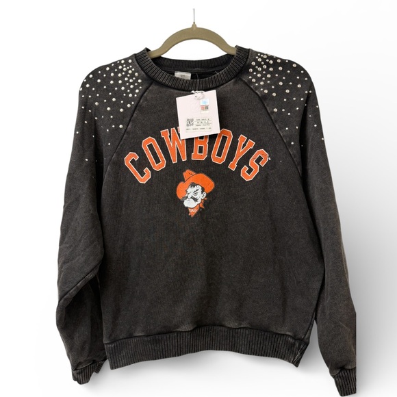 gameday couture Tops - NWT Game Day Couture OSU Cowboys Studded Acid Wash Pullover Sweatshirt - M